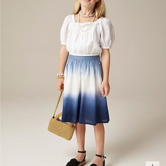 J.Crew Crewcuts Girls' squareneck cropped top in linen-cotton blend - Picture 3 of 6